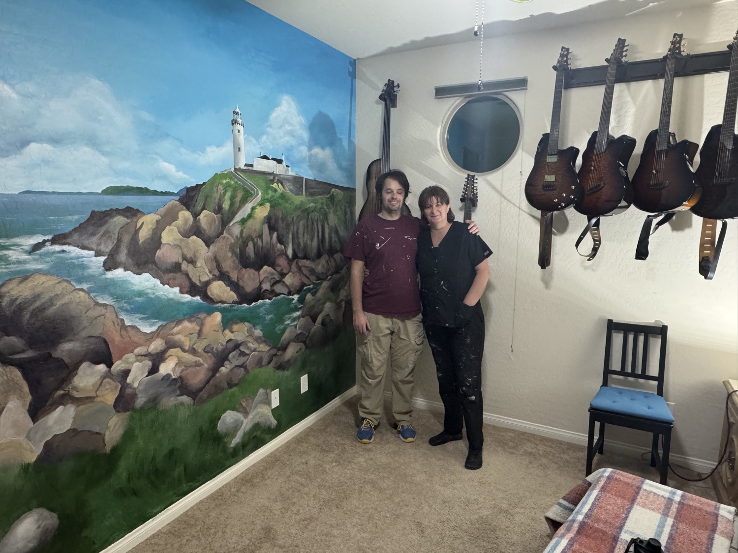 The mural beside the Song Lab guitar wall